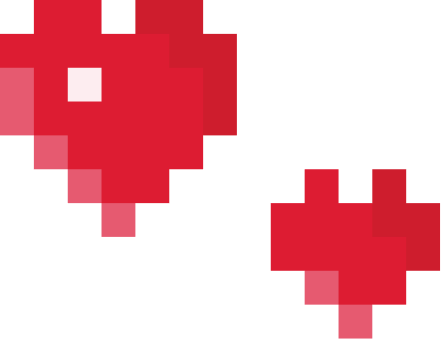 Pixel art image of two red hearts.
